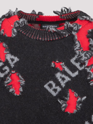 Balenciaga Destroyed Effect Crewneck Jumper