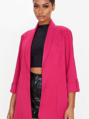 Pink Woven Turn Up Sleeve Blazer