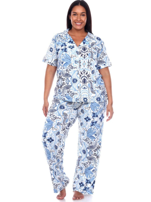 Short Sleeve & Pants Tropical Pajama Set - Plus