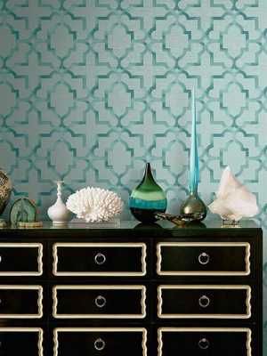 Jarrett Geometric Wallpaper In Greens By Carl Robinson For Seabrook Wallcoverings