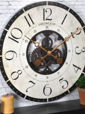 27" Carlisle Gears Wall Clock Neutral White/black - Firstime & Co.