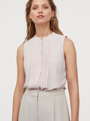 Sleeveless Pin-tuck Blouse