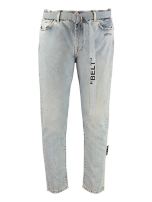 Off-white Belted Slim-fit Jeans