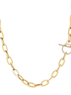 Jumbo Diamond Toggle Necklace - Yellow Gold