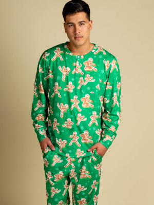 The Ninja Bread | Men's Green Gingerbread Christmas Pajama Top