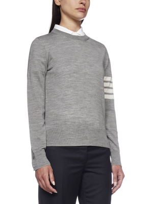 Thom Browne 4-bar Ribbed Crewneck Sweater