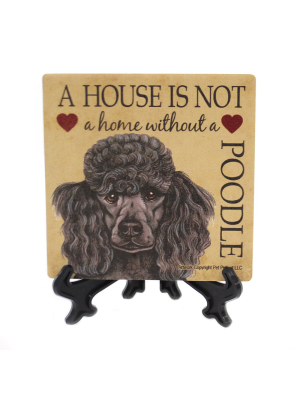 Animal 4.0" Poodle - House. Stone Coaster Easel Sjt Enterprises - Coasters