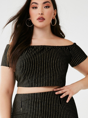 Plus Size Glitter Metallic Crop Top