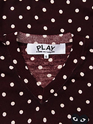 Comme Des Garcons Play Polka Dot Sweater - Burgundy