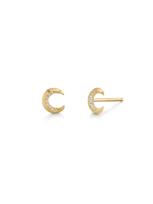 Pave Crescent Stud