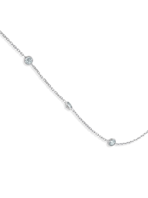 Pompeii3 1 1/2 Ctw Diamond Bezel Station Necklace 14k White Gold 18"