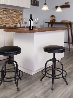 Flash Furniture 24'' Counter Height Stool With Swivel Lift Black Leathersoft Seat