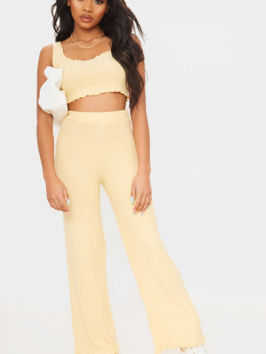 Petite Sand Brushed Rib Frill Hem Pants