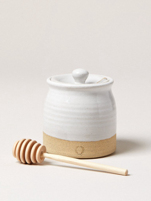 Beehive Honey Pot With Wooden Dipper