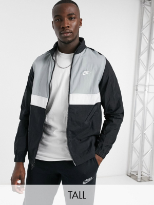 Nike Tall Woven Track Jacket In Black And Gray