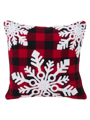 Buffalo Plaid Snowflake Square Throw Pillow Red - Saro Lifestyle