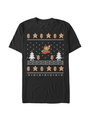 Men's Nintendo Ugly Christmas Mario Coin T-shirt