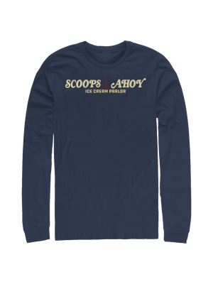 Men's Stranger Things Scoops Ahoy Nautical Logo Long Sleeve Shirt