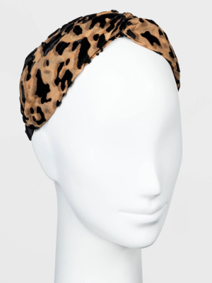 Chiffon And Velvet Cheetah Twist Front Headband - A New Day™ Blush Pink