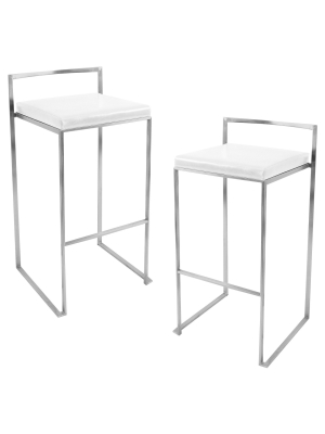 Set Of 2 30" Fuji Stacker Barstools Metal/white - Lumisource