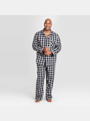 Men's Big & Tall Buffalo Plaid Woven Flannel Poplin Pajama Set - Goodfellow & Co™ Black