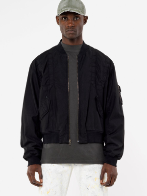 Cotton Poplin Frame Flight Jacket / Black