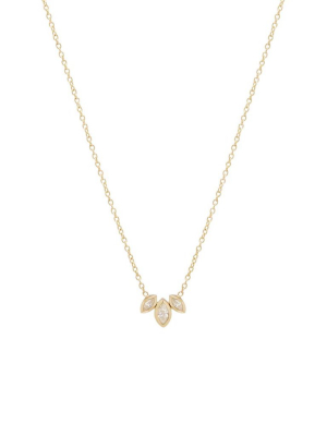 14k Marquise Diamond Fan Necklace