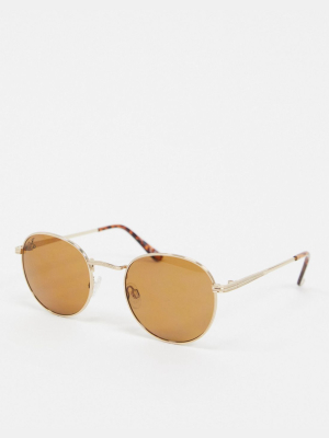 Jeepers Peepers Round Sunglasses In Gold