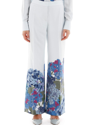 Valentino Macro Ortensia Printed Flared Pants