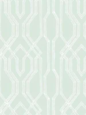 Oriental Lattice Wallpaper In Green And Ivory From The Tea Garden Collection By Ronald Redding For York Wallcoverings