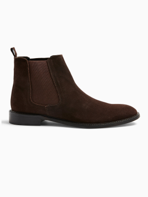 Brown Real Suede Chelsea Boots