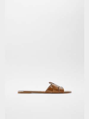 Crossed Leather Slides