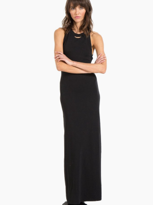 Lady Criss Cross Back Maxi Dress - Black Cat