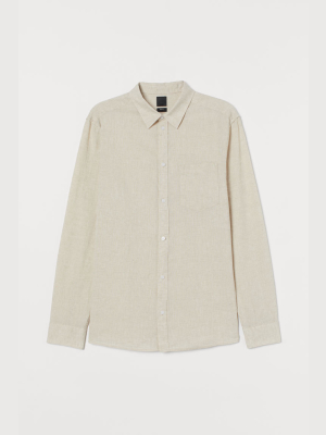 Slim Fit Linen-blend Shirt