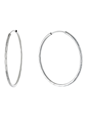 Sterling Silver 40mm Diamond Cut Endless Hoops