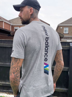 New Balance Running Heathertech T-shirt With Back Print In Gray