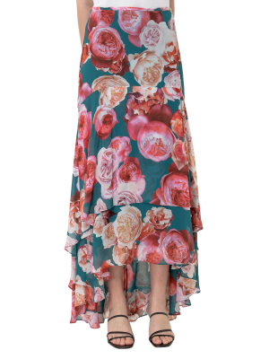 Pino Floral Print Tiered Maxi Skirt