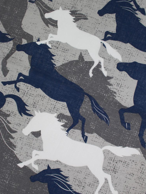 Japanese Handkerchief, Blue Horses