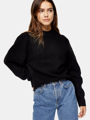 Petite Black Ribbed Knitted Sweater