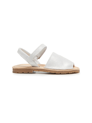 Leather Sandals In Silver Shimmer