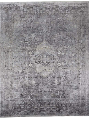 Feizy Sarrant Vintage Space-dyed Rug - Opal Gray & Blue Silver - Available In 10 Sizes