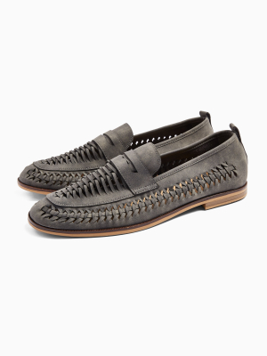 Gray Nubuck Farrier Weave Loafers