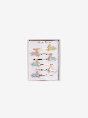 Enamel Hair Clips 6-piece Set - Bunnies