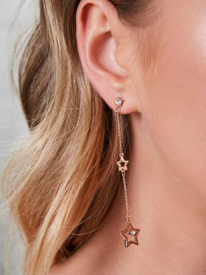 Drop-chain Star Earrings