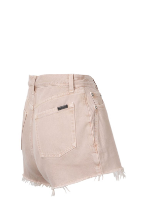 Saint Laurent Frayed Hem Denim Shorts