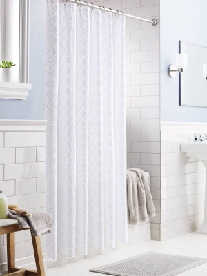 Dyed Clipped Diamond Shower Curtain White - Threshold™