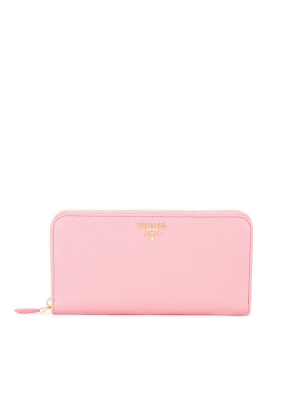 Prada Logo Plaque Zip-around Wallet