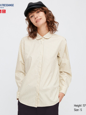 Women Cotton Twill Striped Long-sleeve Shirt (ines De La Fressange)