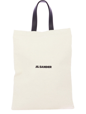 Jil Sander Logo Printed Large Tote Bag