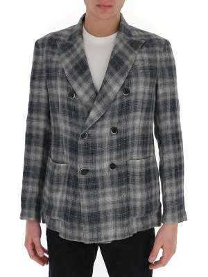 Barena Check Double Breasted Blazer